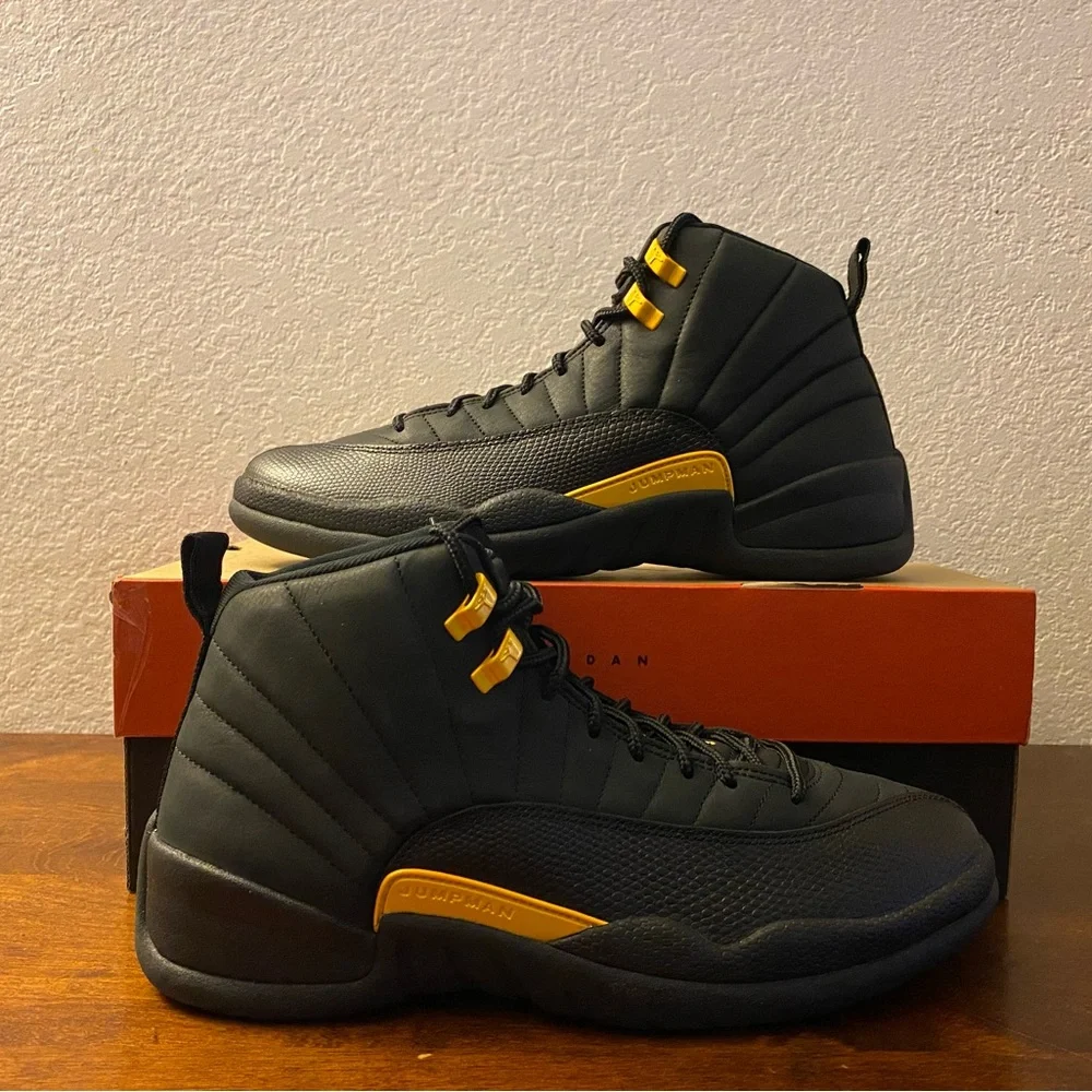 Air Jordan 12 Retro Black Taxi Lifestyle Casual Shoes CT8013-071 Size 11.5